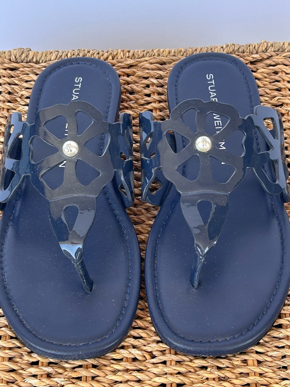 Stuart Weitzman Women’s Jasmine Cutout Sandals Navy Size 7